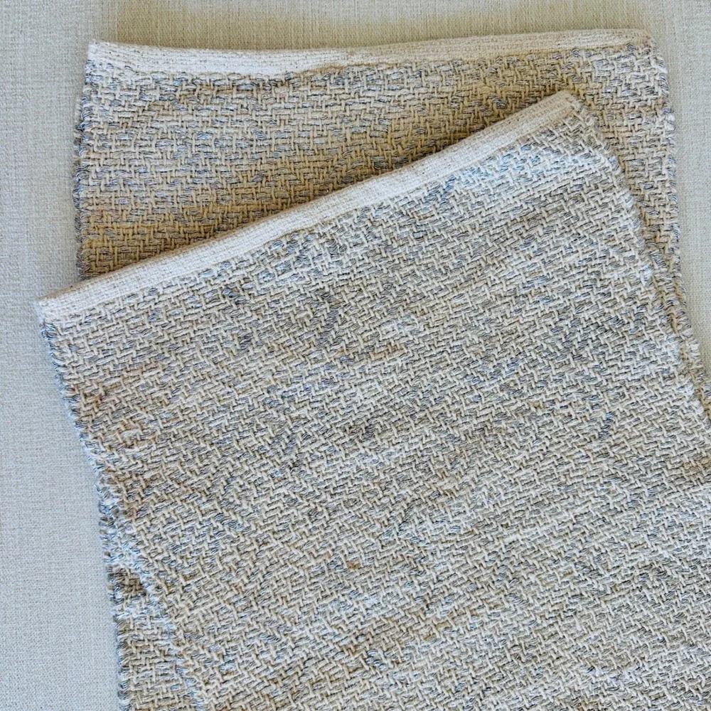 West Elm Metallic Woven Placemats Set of 4 Beige Silver 14x19